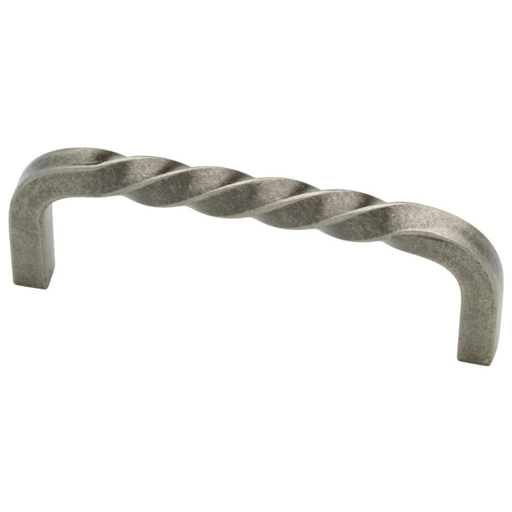Pull Twisted 3 3/4" (96mm) Centers Steel Pewter
