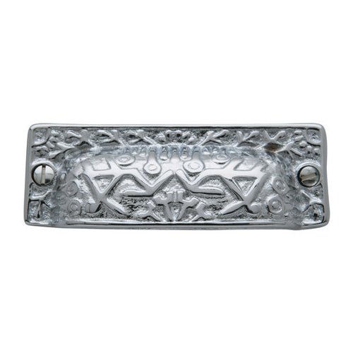 3" Centers Square Ornamental Cup Pull in Polished Chrome