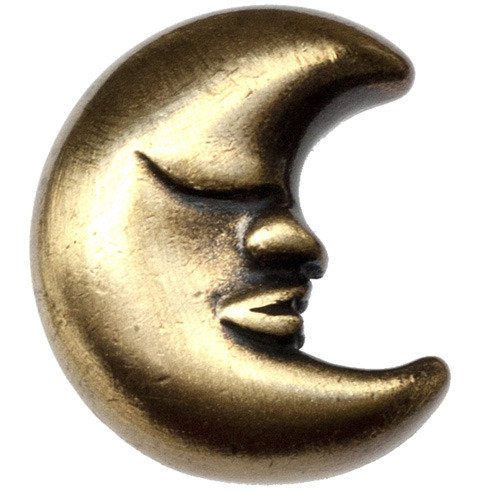 Large Moon Knob in Antique Brass