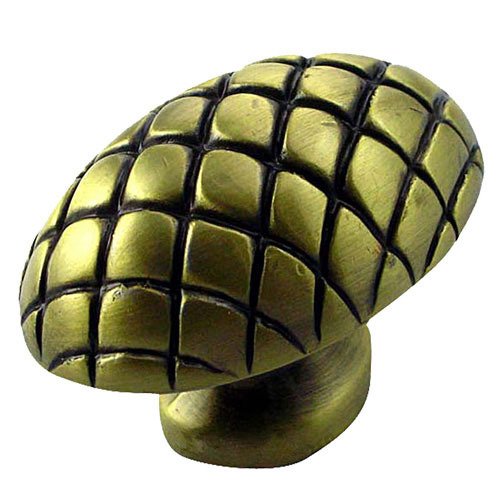 Large Quilted Egg Knob in Antique Brass