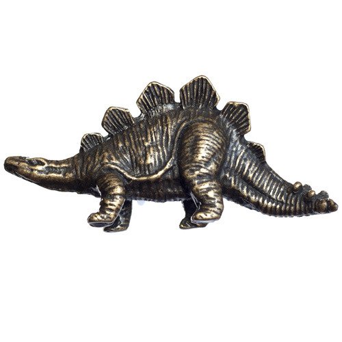 Stegosaurus Dinosaur Knob in Antique Brass