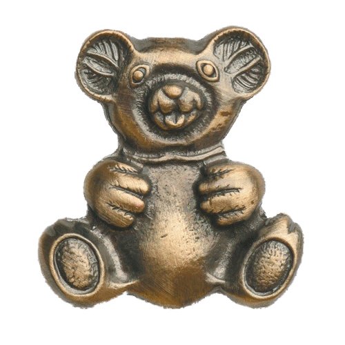 Teddy Bear Knob in Antique Brass