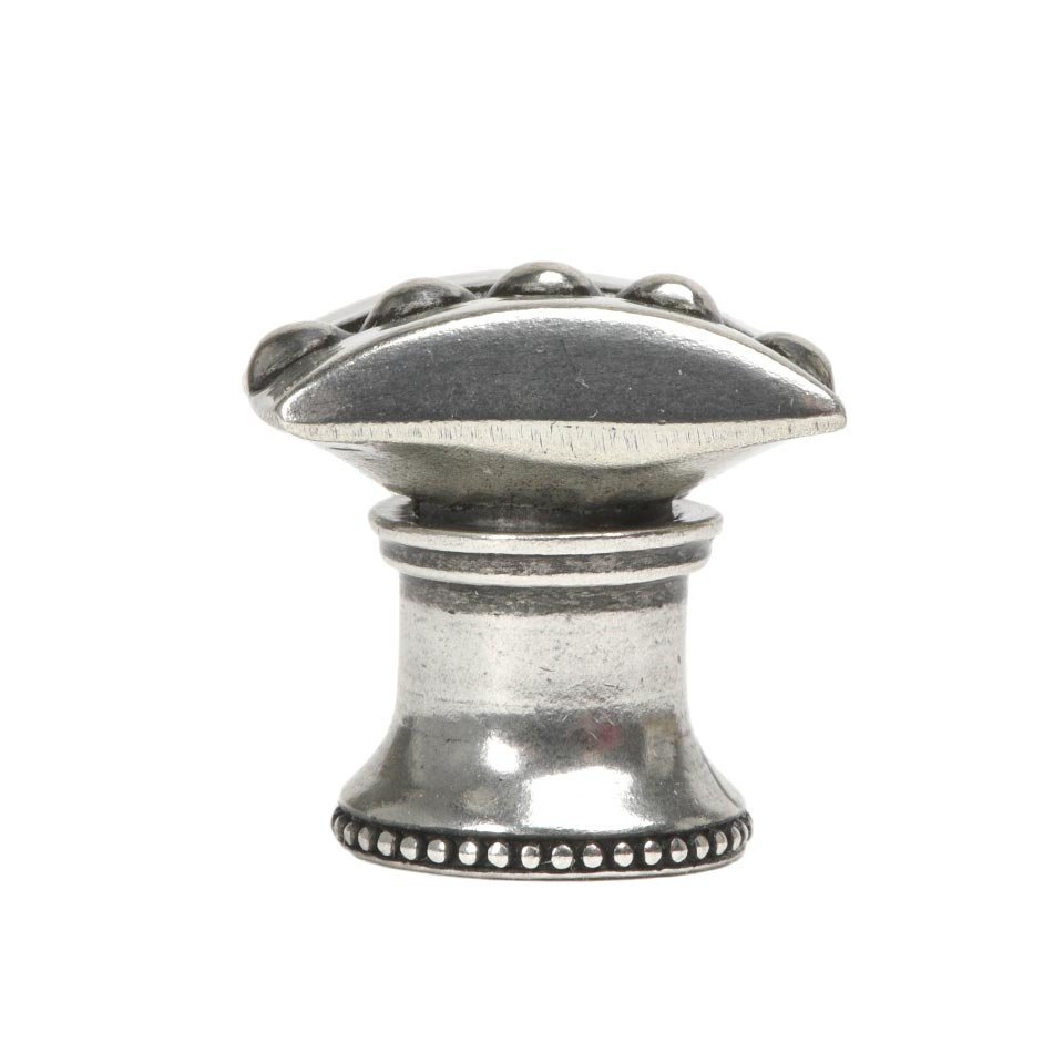 Rectangle Knob with Beaded Center in Platinum