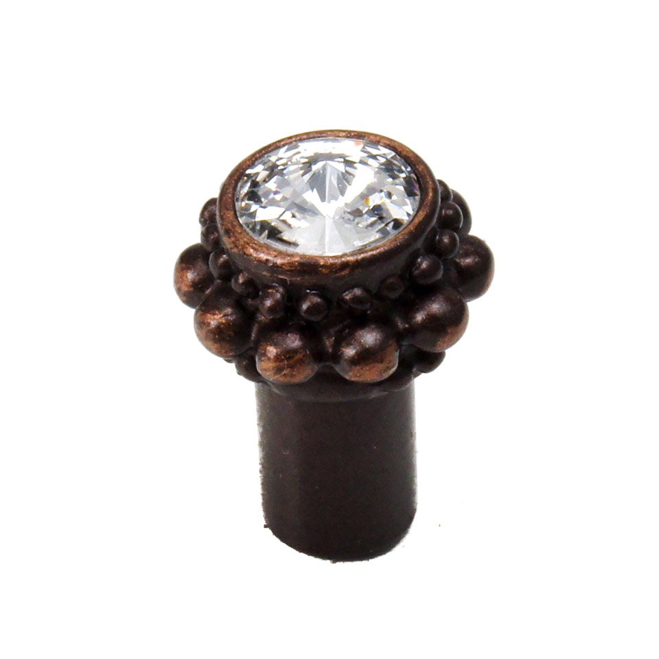 Small Round Knob in Antique Brass with Vitrail Light Crystal