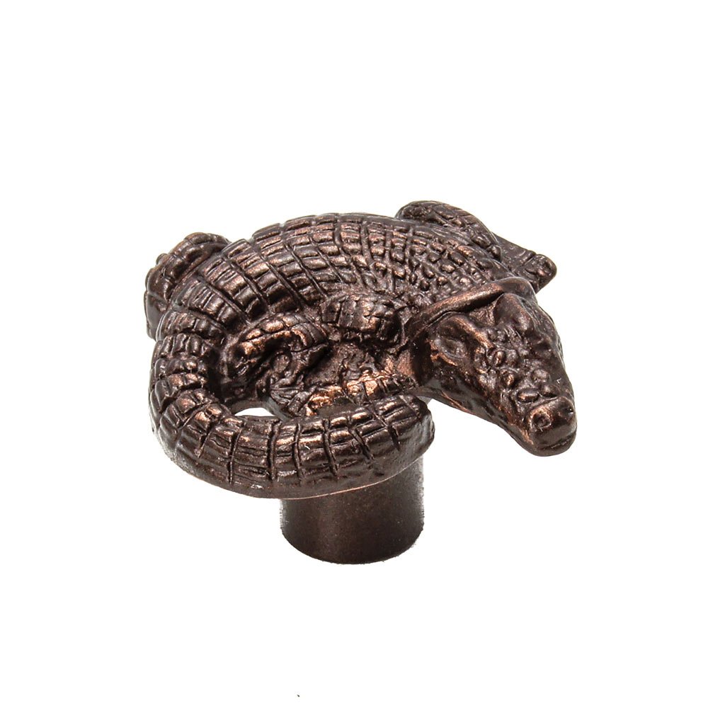 Alligator Knob in Antique Brass