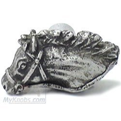 Horse Head Knob Left in Platinum