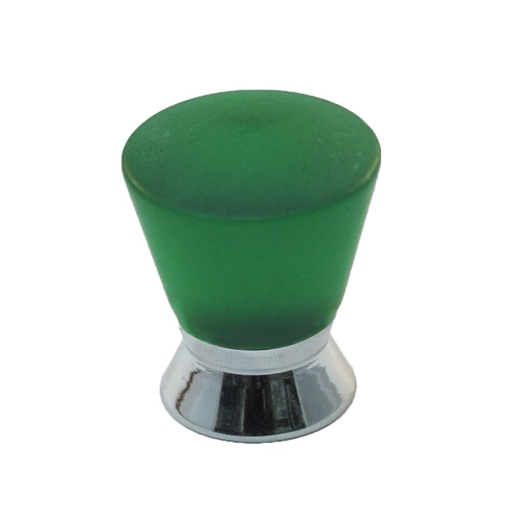 Polyester Colored Round Knob in Green Matte with Polished Chrome Base