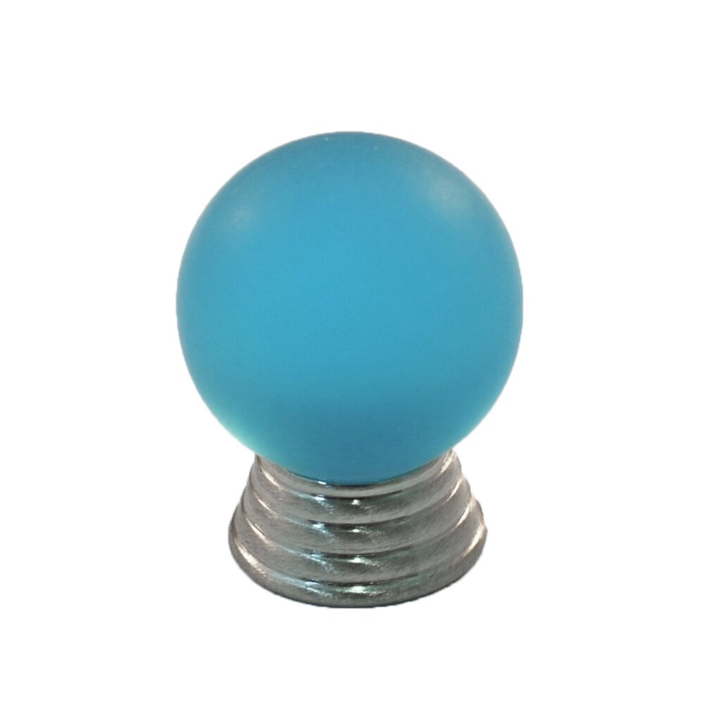Polyester Sphere Knob in Light Blue Matte with Satin Nickel Base