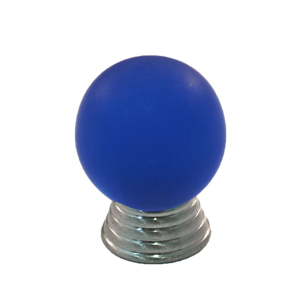 Polyester Sphere Knob in Blue Matte with Satin Nickel Base