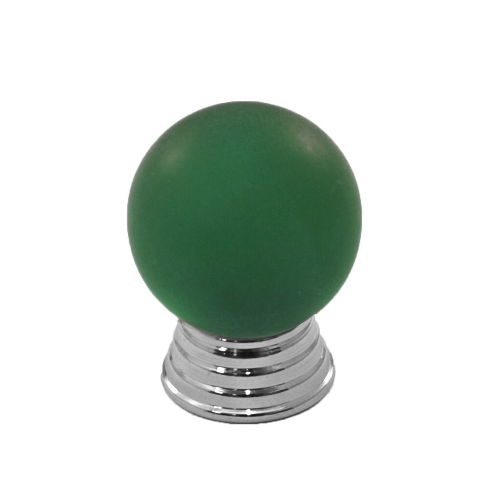Polyester Sphere Knob in Green Matte with Polished Chrome Base