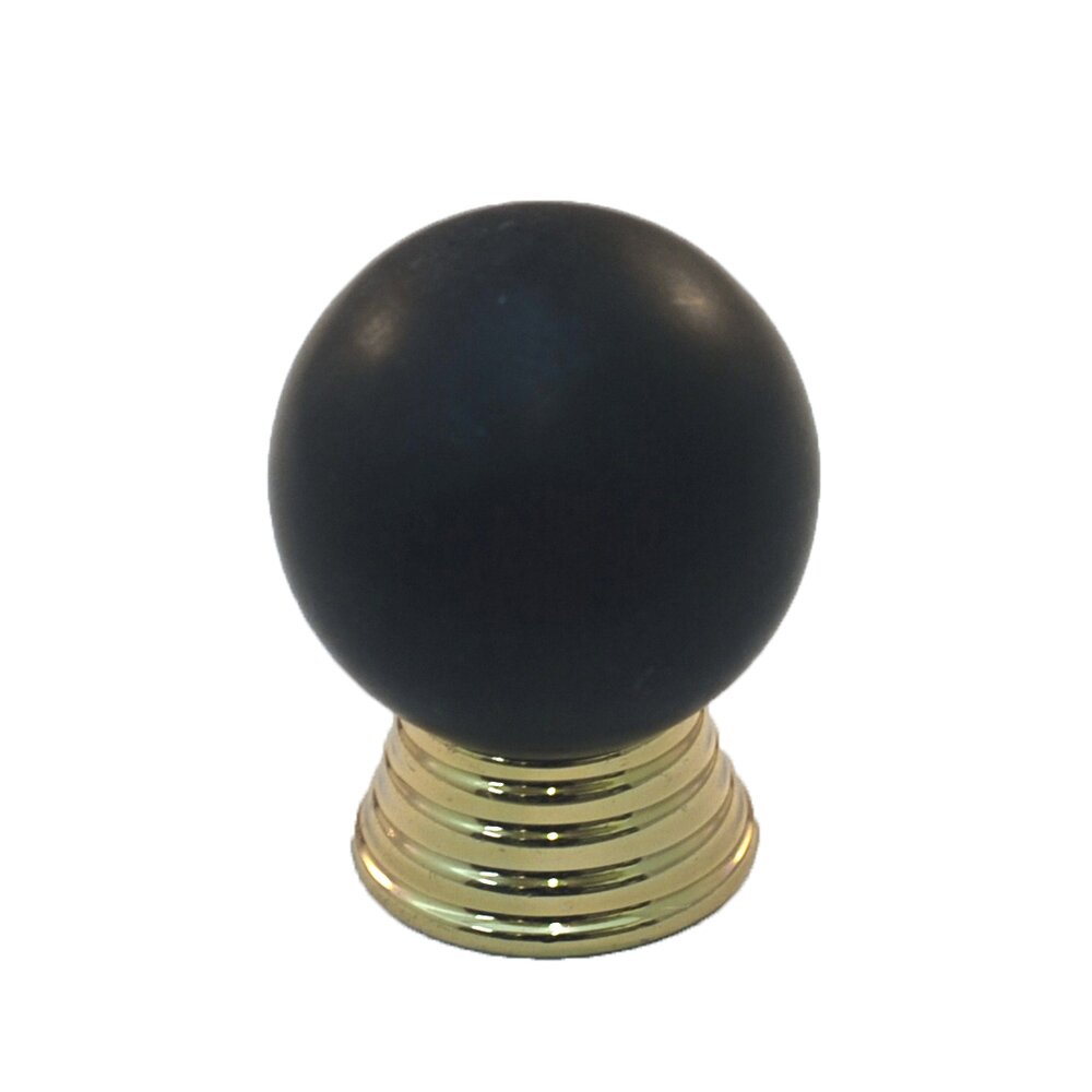 Polyester Sphere Knob in Black Matte with Polished Brass Base
