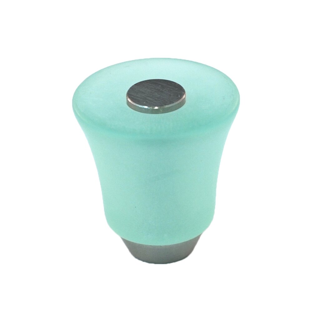 Polyester Round Knob in Light Green Matte with Satin Nickel Base