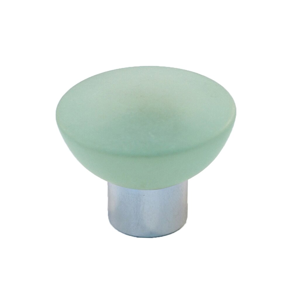 Polyester Round Knob in Light Green Matte with Polished Chrome Base