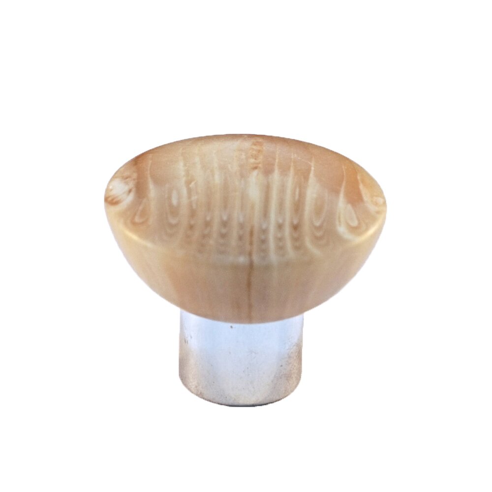 Polyester Round Knob in Matte Beige with Polished Chrome Base