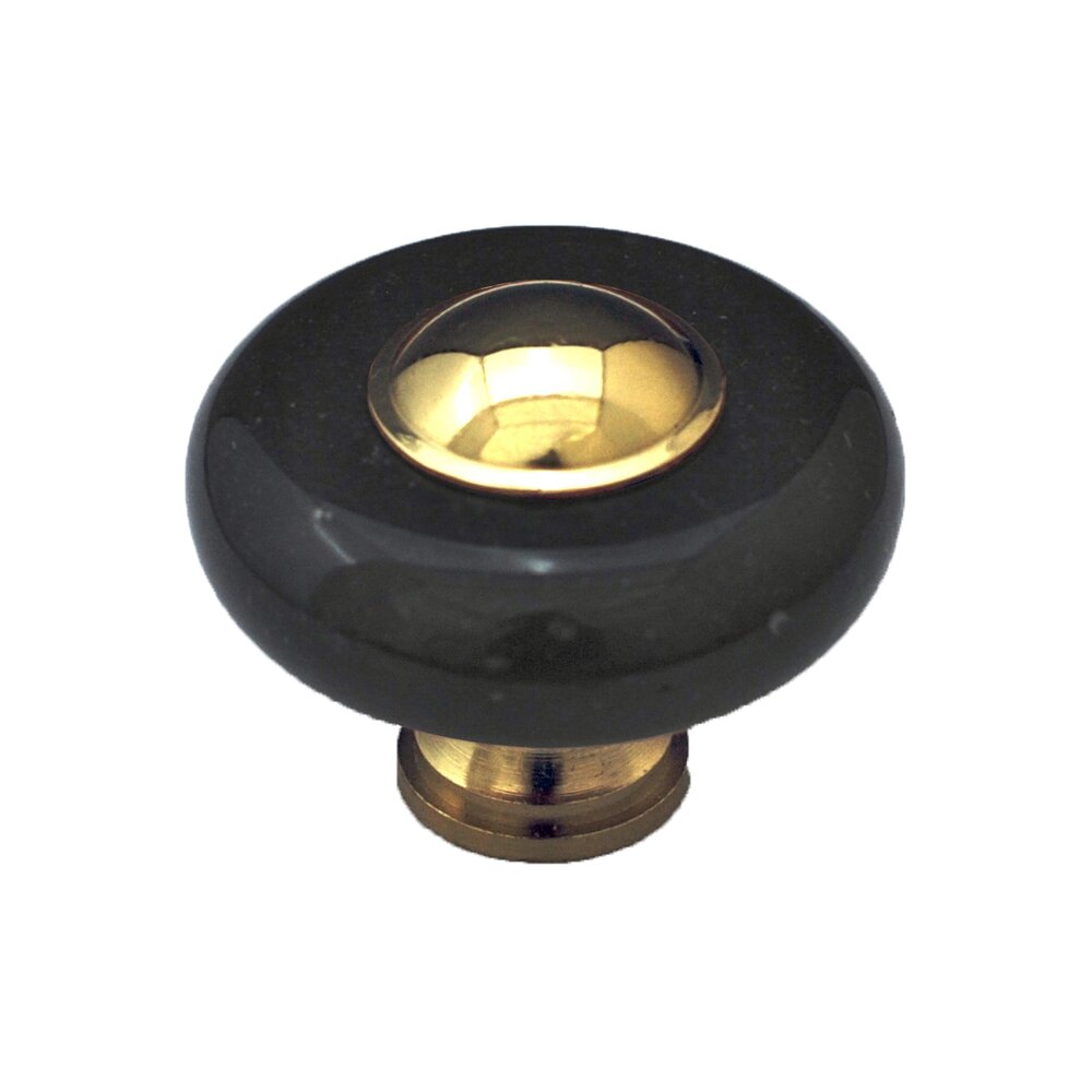 Circle Knob in Black Stone with Brass