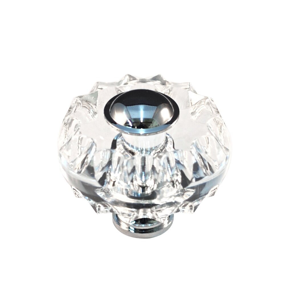 Round Knob in Crystal with Polished Chrome Base