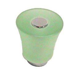 Polyester Round Knob in Light Green Matte with Polished Brass Base