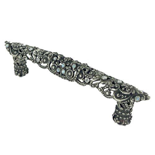 4" Centers Juliane Grace Pull with "Swarovksi Crystals in Jet and Clear Crystal