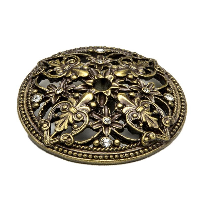 Escutcheon with "Swarovksi Crystals" in Antique Brass and Clear Crystal