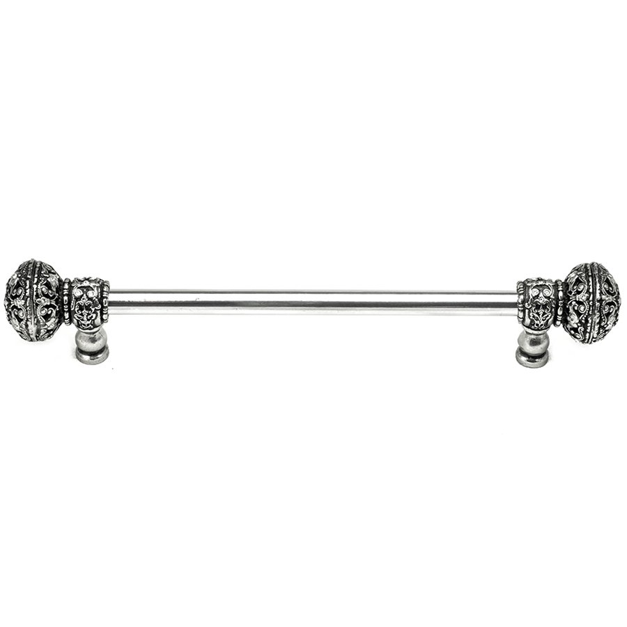 9" Centers 1/2" Smooth Bar pull with Large Finials in Jet & Aurora Borealis Swarovski Elements
