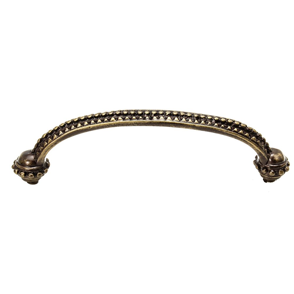 4" Center Pull with Button Ends in Antique Brass
