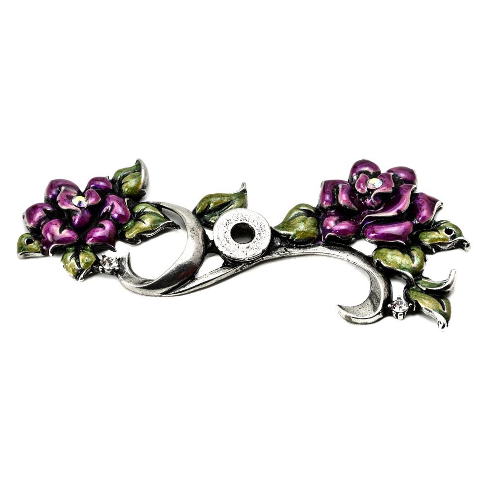 Rose Eated Escutcheon W/ Swarovski Ab Crystals & Radiant Orchid Glaze in Cobblestone with Jet