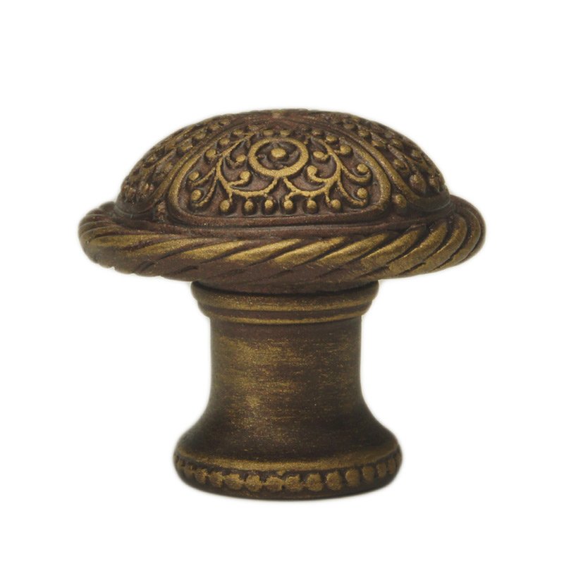 1 3/8" Diameter Large Knob with Rope Border in Antique Brass