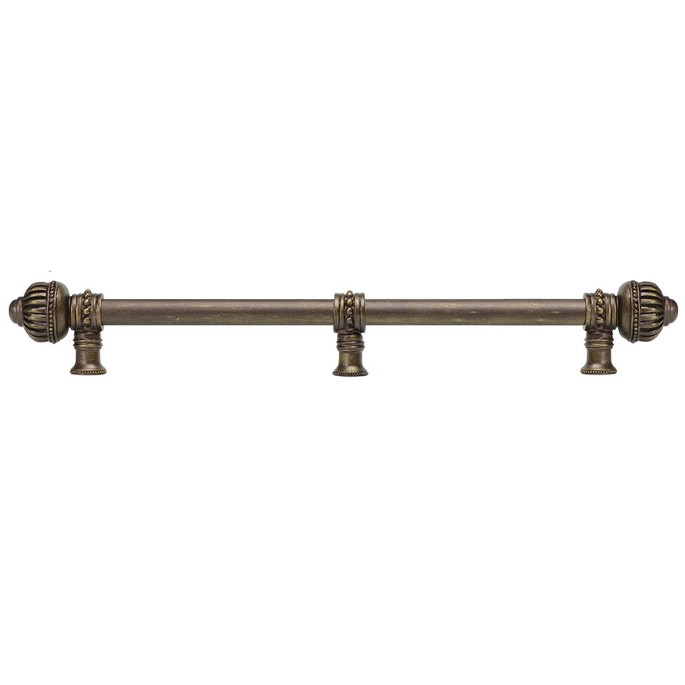 12" Centers Pull With Large Finial And Center Brace in Oil Rubbed Bronze