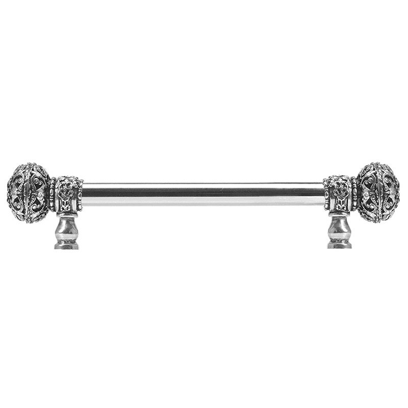 9" Centers 5/8" Smooth Bar pull with Large Finials in Oil Rubbed Bronze and 56 Aurora Borealis Swarovski Elements