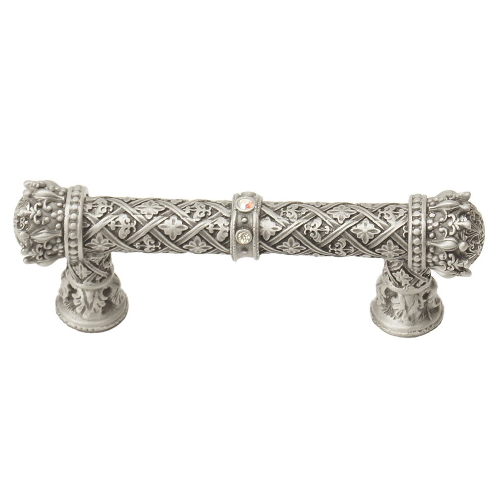 Queen Anne 3" Centers Pull With Swarovski Crystals in Cobblestone with Vitrail Medium