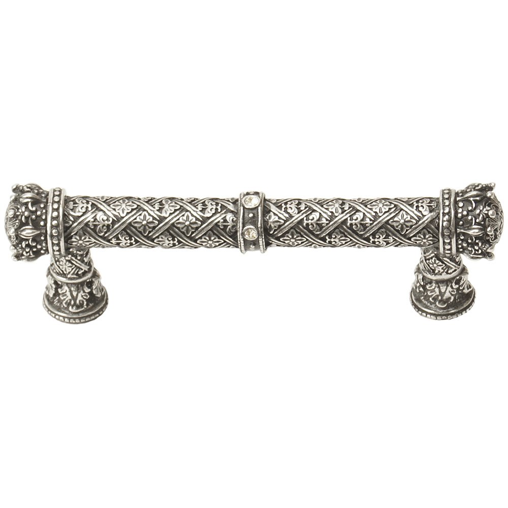 Queen Anne 4" Centers Pull With Swarovski Crystals in Bronze with Jet