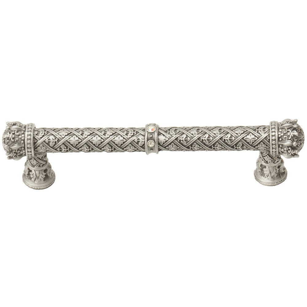Queen Anne 5" Centers Pull With Swarovski Crystals in Platinum with Jet