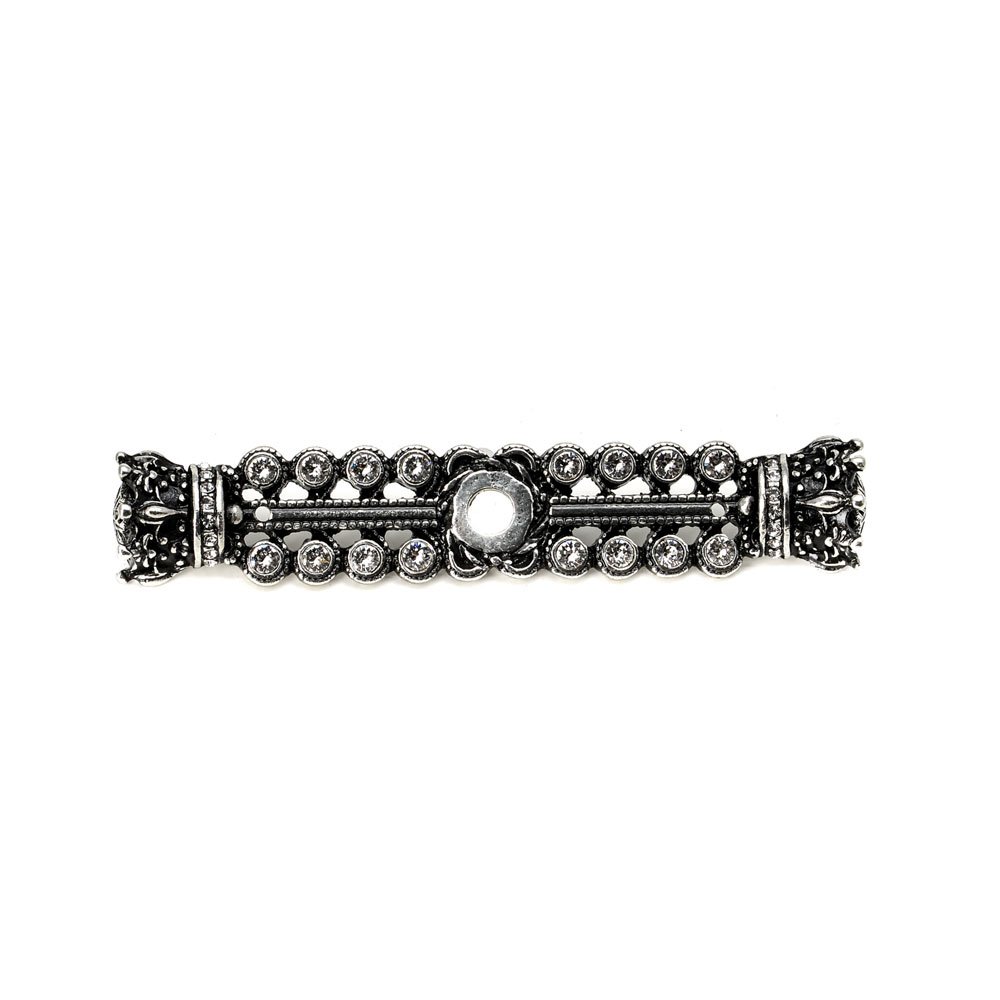 Queen Anne Small Eated Escutcheon With Swarovski Crystals in Cobblestone with Crystal