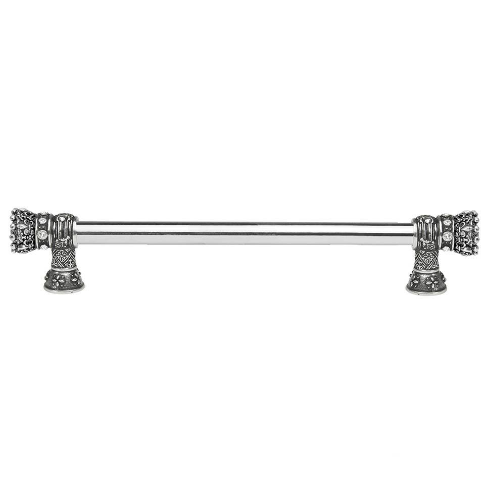 Queen Anne 12" Centers Pull With Swarovski Crystals in Platinum with Vitrail Medium