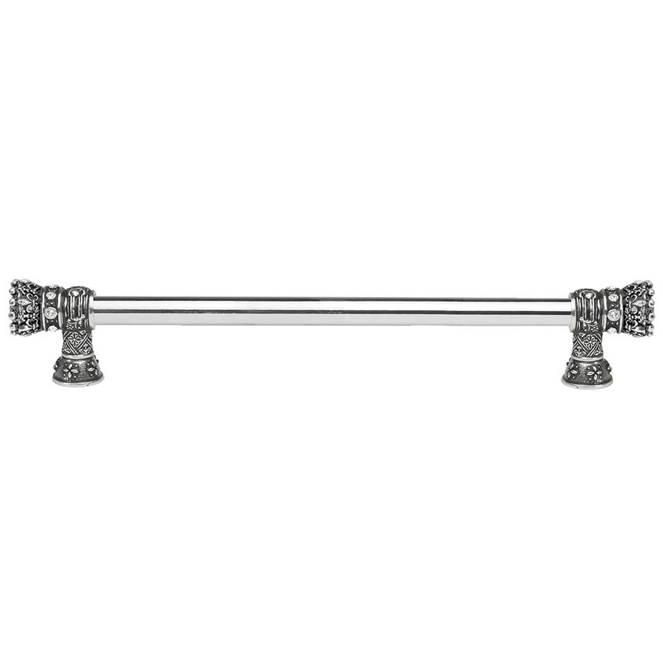 Queen Anne 18" Centers Pull With Swarovski Crystals in Oil Rubbed Bronze with Vitrail Light