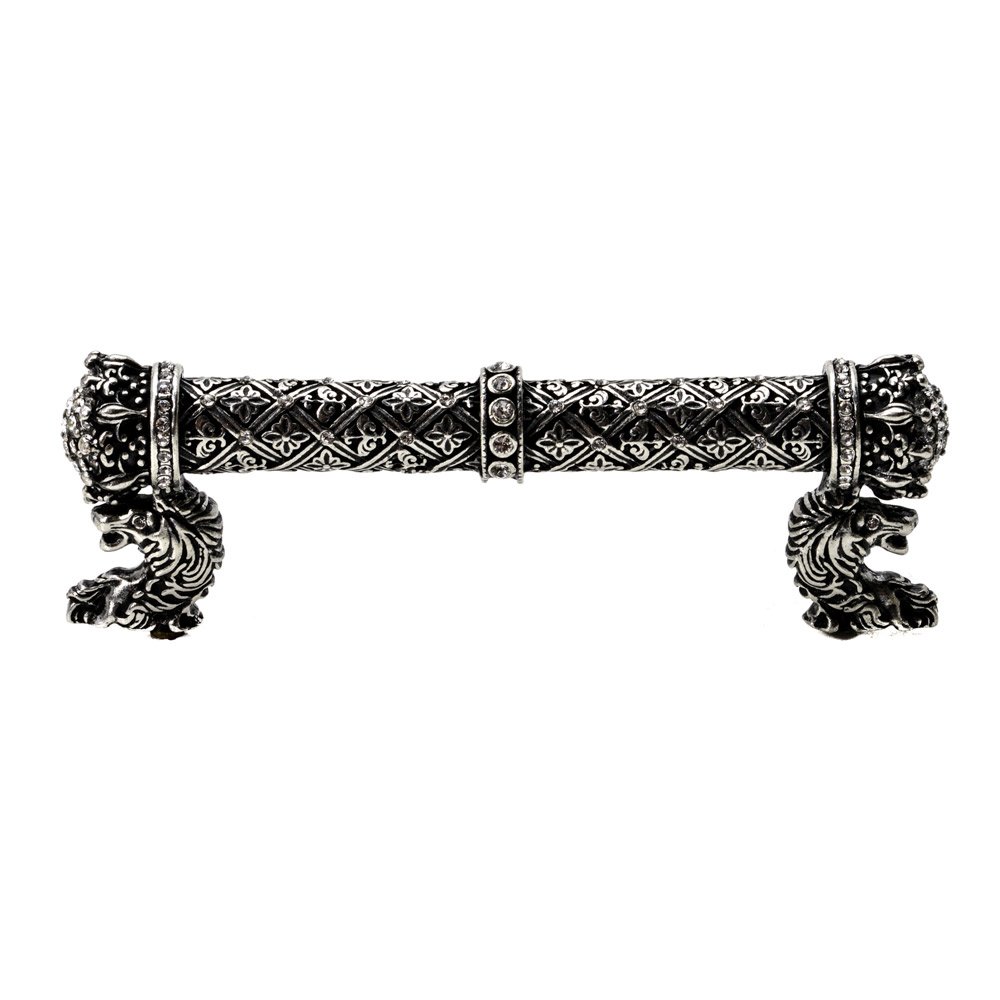 Queen Elizabeth 4" Centers Pull With Swarovski Crystals in Cobblestone with Vitrail Light