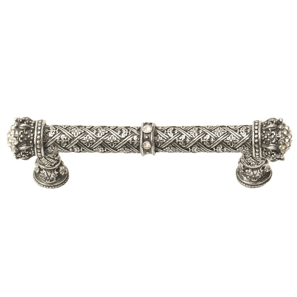 Queen Elizabeth 4" Centers Pull With Swarovski Crystals in Cobblestone with Jet