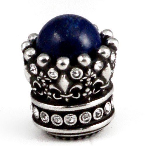 Large Knob with Swarovski Elements & Semi-Precious Stones in Platinum with Emerald Ruby And Sapphire and Lapis Crystal