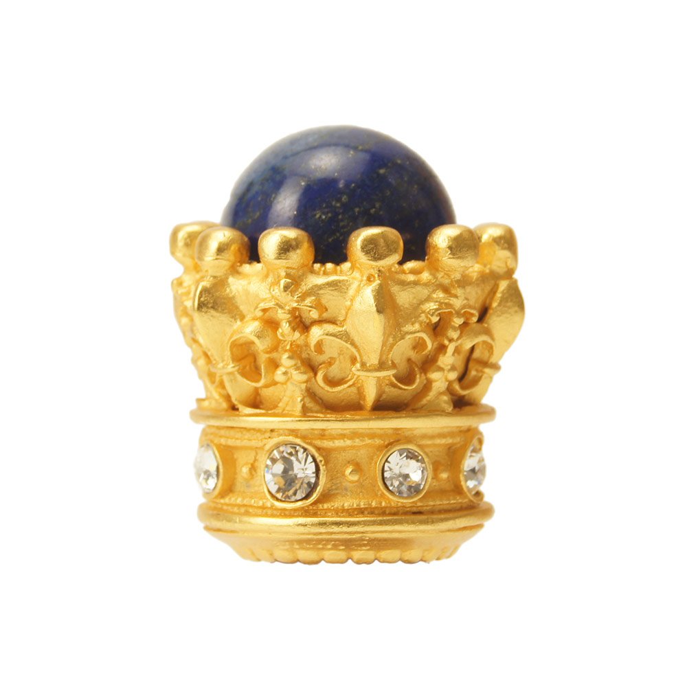 Queen Penelope Large Knob With Swarovski Crystals & Lapis Stones in Cobblestone with Vitrail Medium