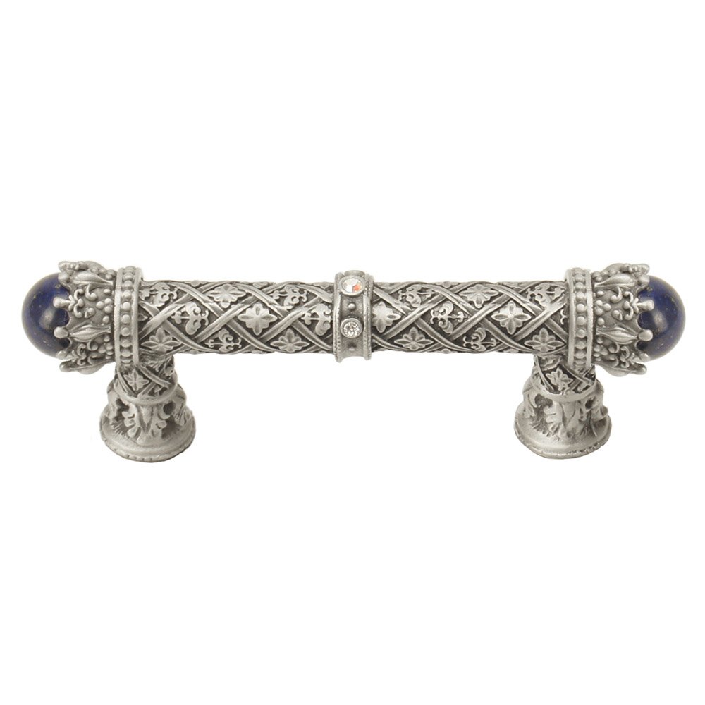 Queen Penelope 3" Centers Pull With Swarovski Crystals & Lapis Crystal Stones in Platinum with Jet
