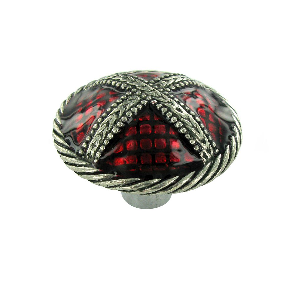 1 5/8" Knob in Satin Gold with Ruby Red Glaze