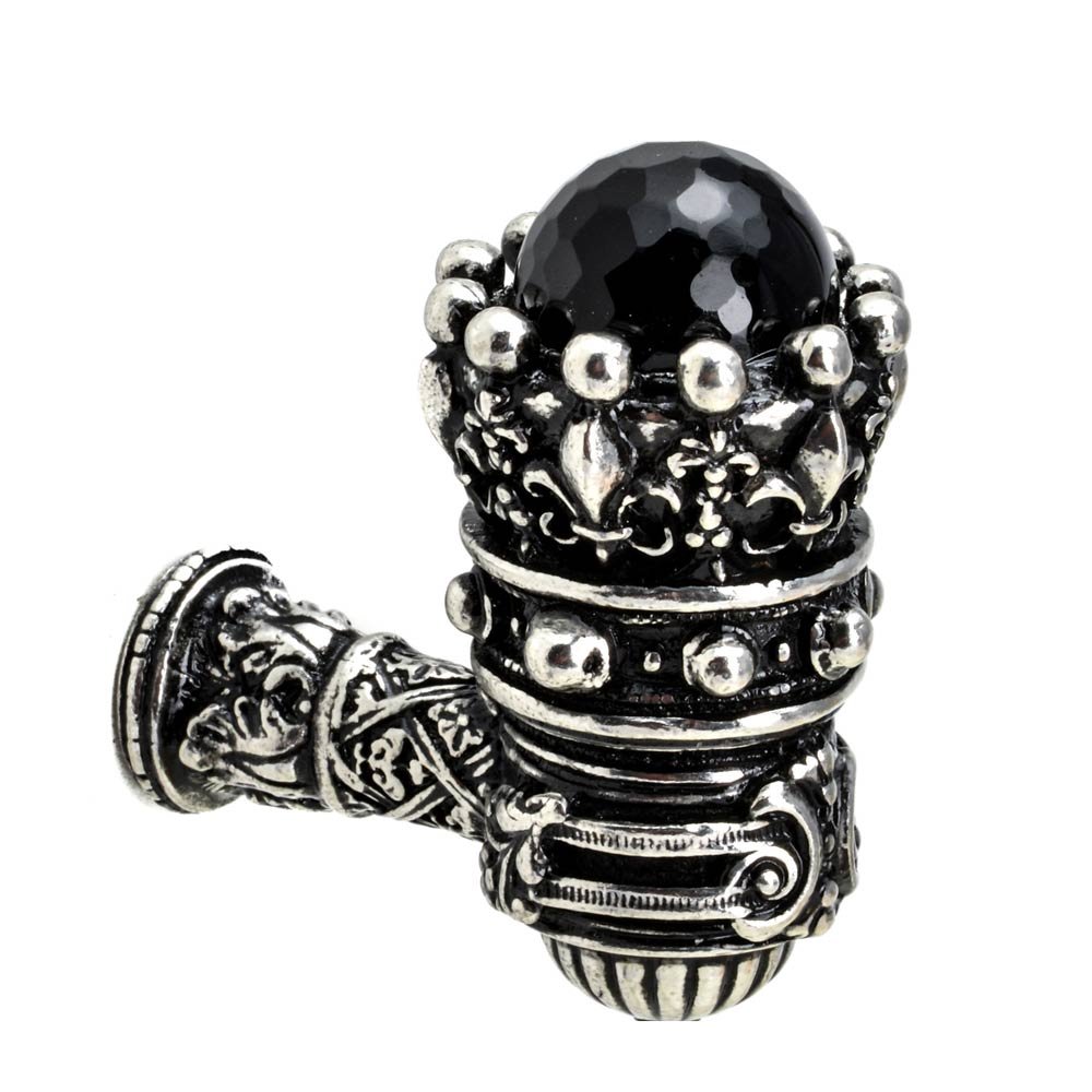 King George Large Eated Knob W/Onyx Stones in Soft Gold