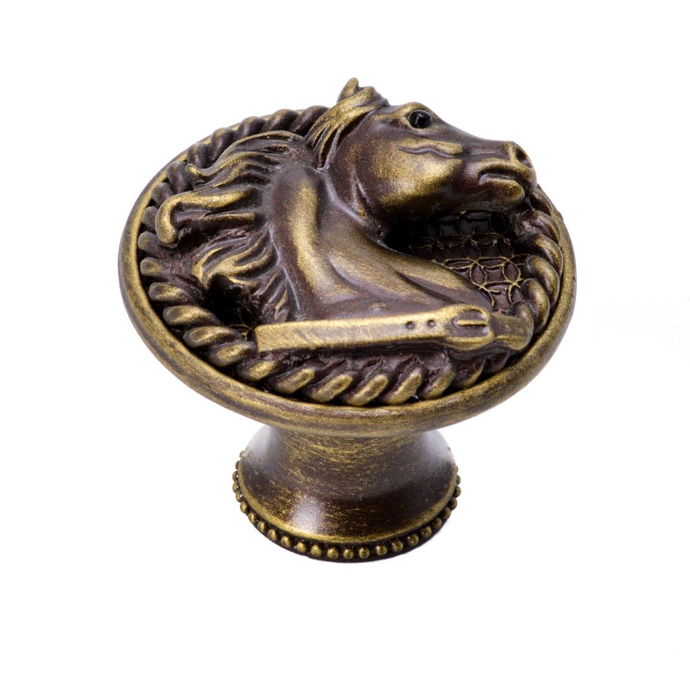 Horse In Rope Knob Right in Bronze