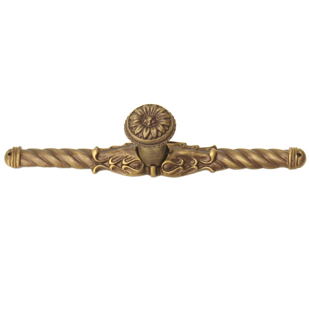 Acanthus Small Knob Rosette Style With Rope Large Backplate in Antique Brass