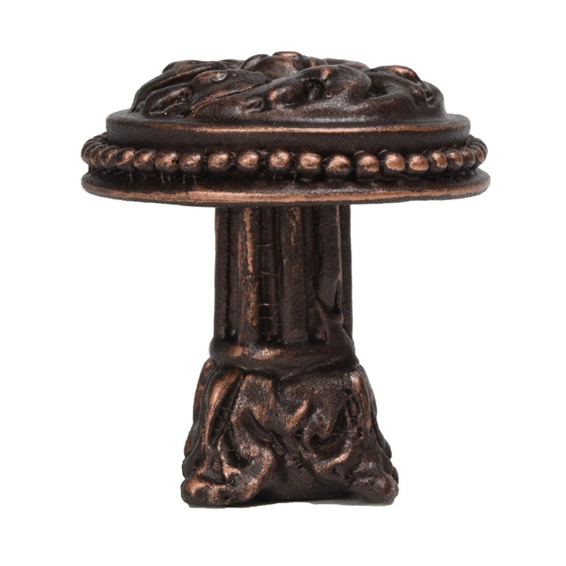 1 7/16" Beaded Large Knob with Column Base Rosette Style in Oil Rubbed Bronze