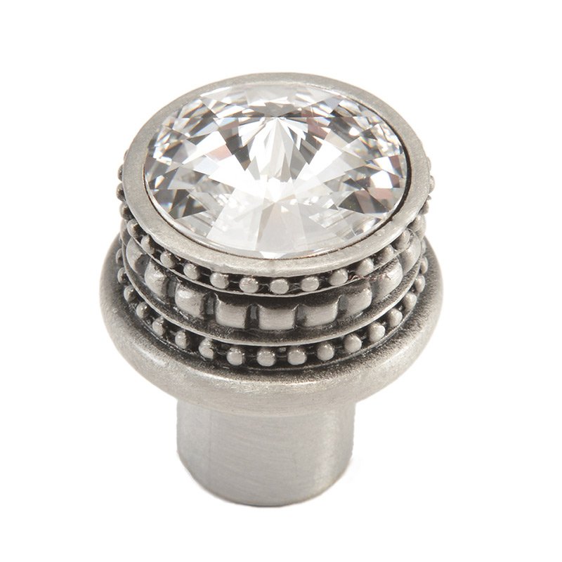Medium Round Knob with an 18mm Swarovski Crystal in Satin with Crystal