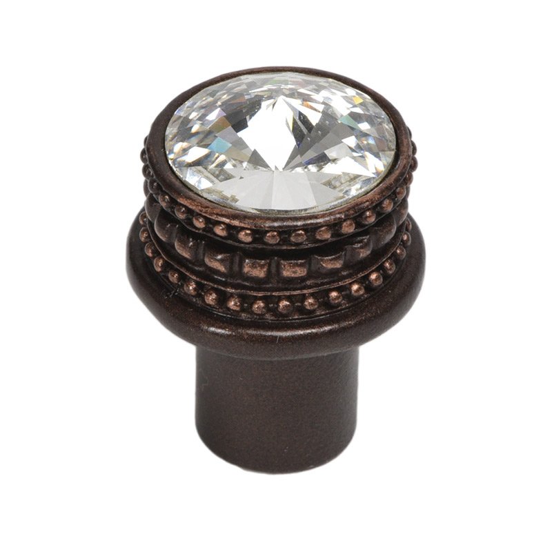 Medium Round Knob with an 18mm Swarovski Crystal in Oil Rubbed Bronze with Crystal