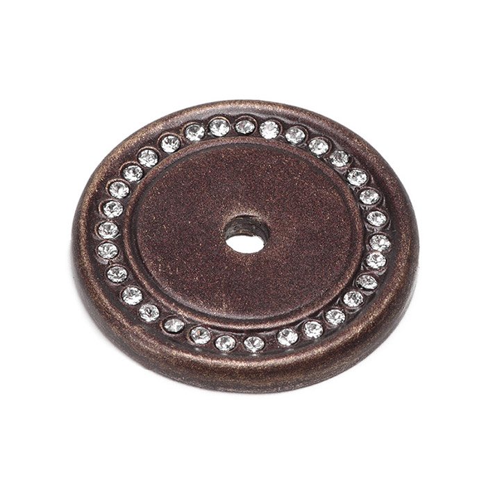 1 1/2" Knob Backplate with Swarovski Crystals in Oil Rubbed Bronze with Crystal