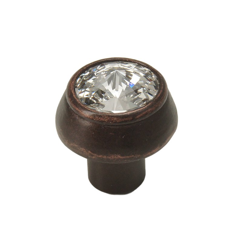 Round Knob with 18mm Swarovski Crystal in Oil Rubbed Bronze with Crystal