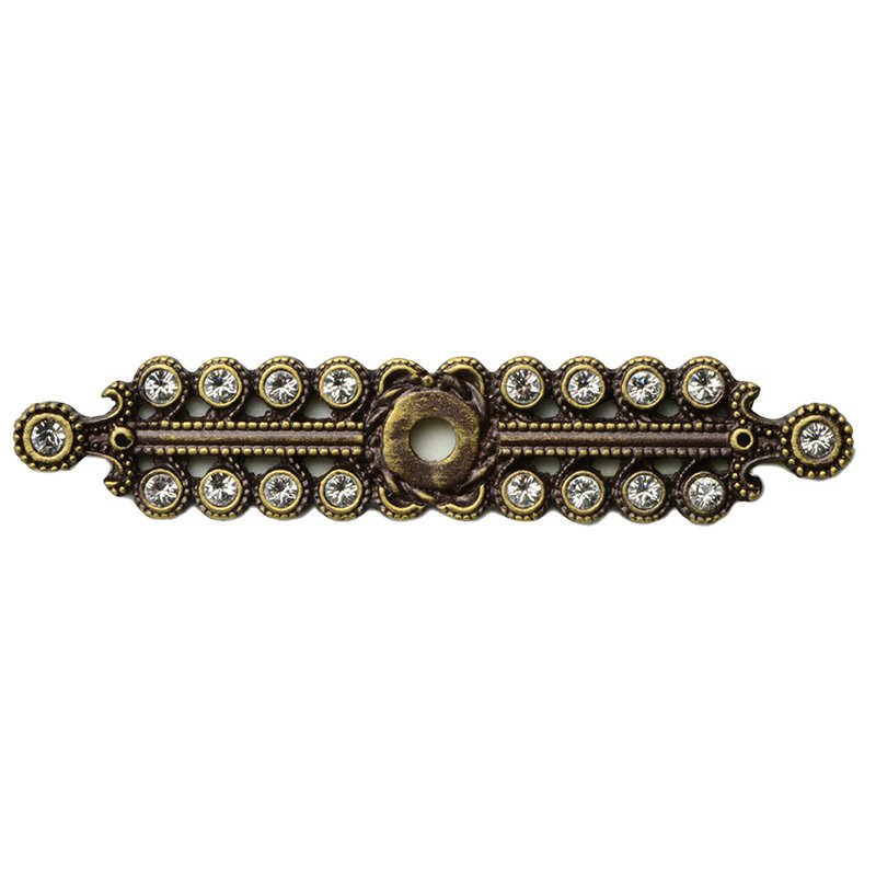 Small Elongated Escutcheon with Swarovski Elements in Antique Brass with Crystal